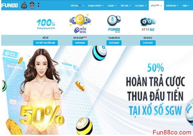 Fun88 hoàn trả cược thua xổ số